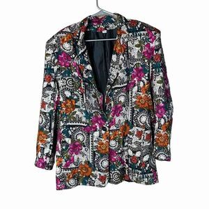 Vintage Floral Print Lightweight Blazer Size Large‎